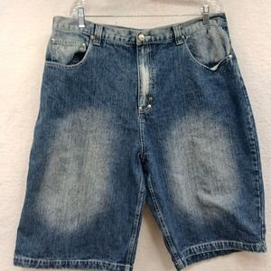 Brooklyn Express Mens Jean‎ Shorts Size 40X12" Blue Denim Distressed 100% Cotton